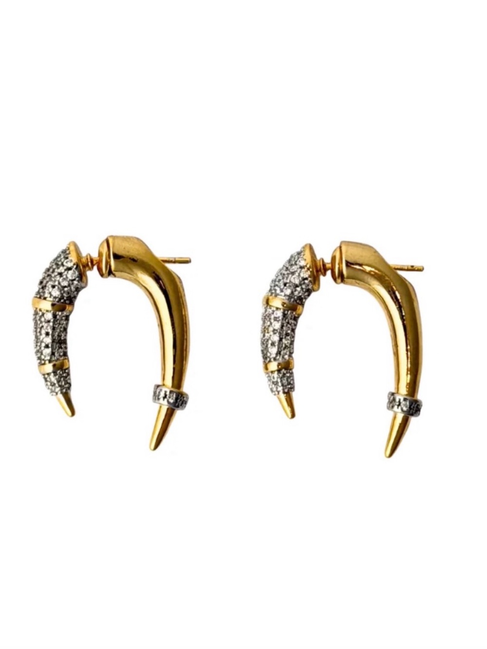 NEW Front Back Earrings Mixed Metals 2 Two Tone Rainbow K Horn Bico STYLE OC13